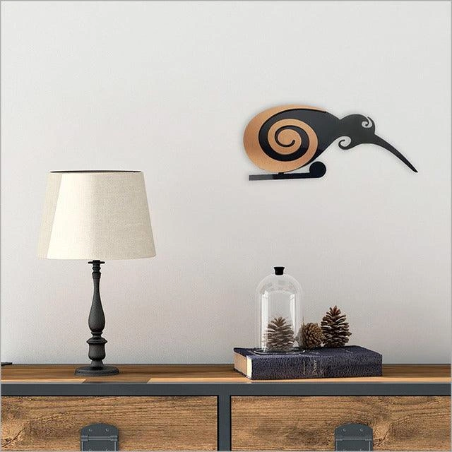 Koru Kiwi Wall Art: Two-Tone Treasure from Aotearoa! Rustic Charm. Unique Gift.